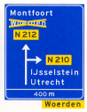 Omleiding. Maatregel op voorwegwijzer langs niet-autosnelweg